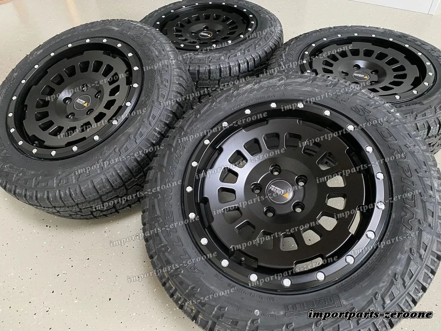 Twin Monotube AT Offroad ホイール VW T5 T6 T6.1 8x17 All Terrain Black + Pirelli　-1016