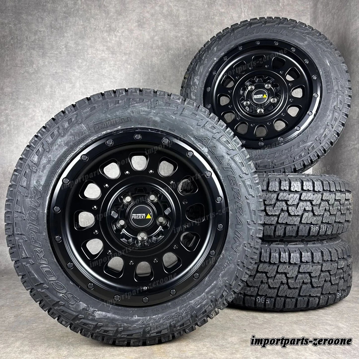 Twin Monotube AT3 Offroad ホイール VW T5 T6 T6.1 8x17 All Terrain Black + Pirelli　-1558