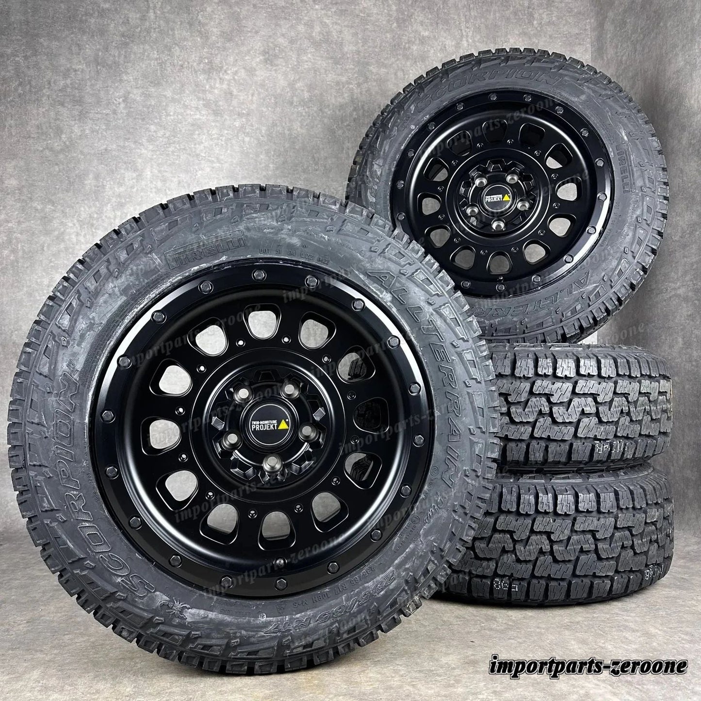 Twin Monotube AT3 Offroad ホイール VW T5 T6 T6.1 8x17 All Terrain Black + Pirelli　-1558