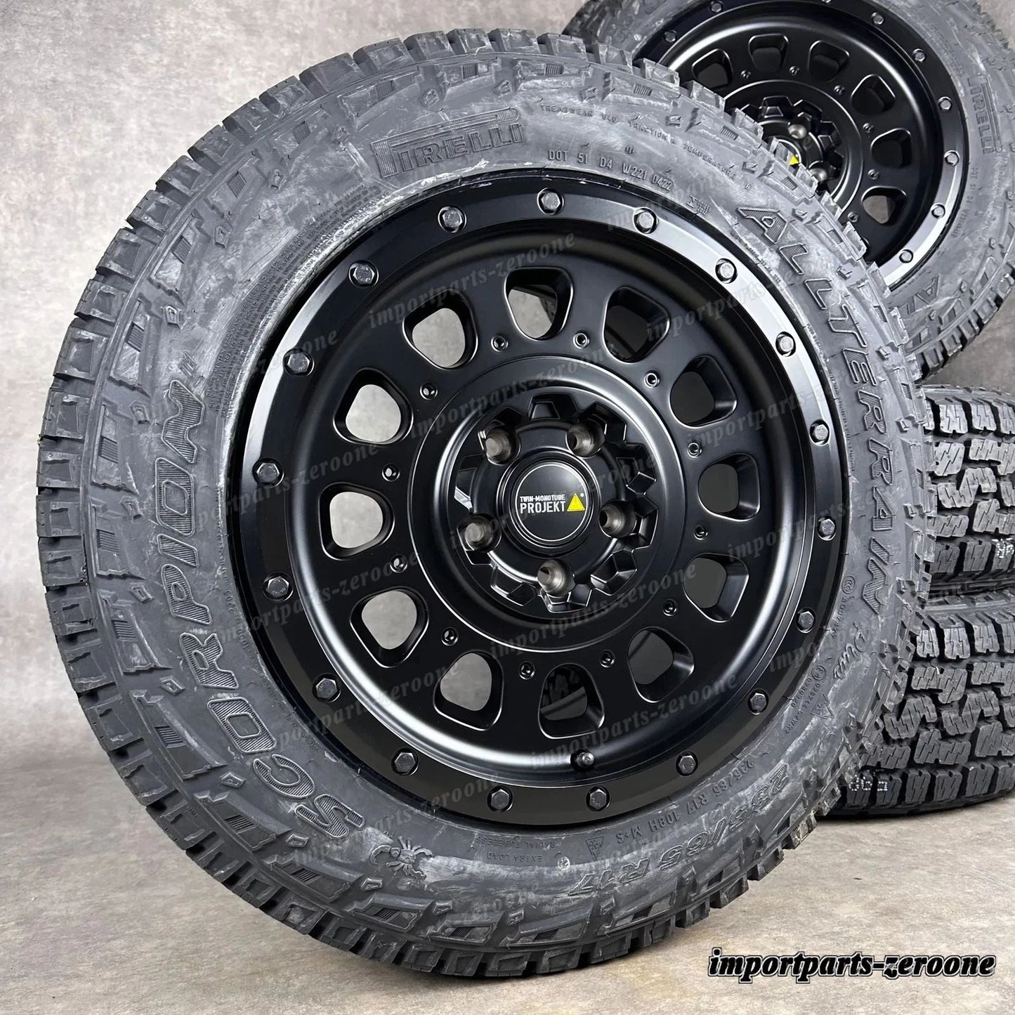 Twin Monotube AT3 Offroad ホイール VW T5 T6 T6.1 8x17 All Terrain Black + Pirelli　-1558