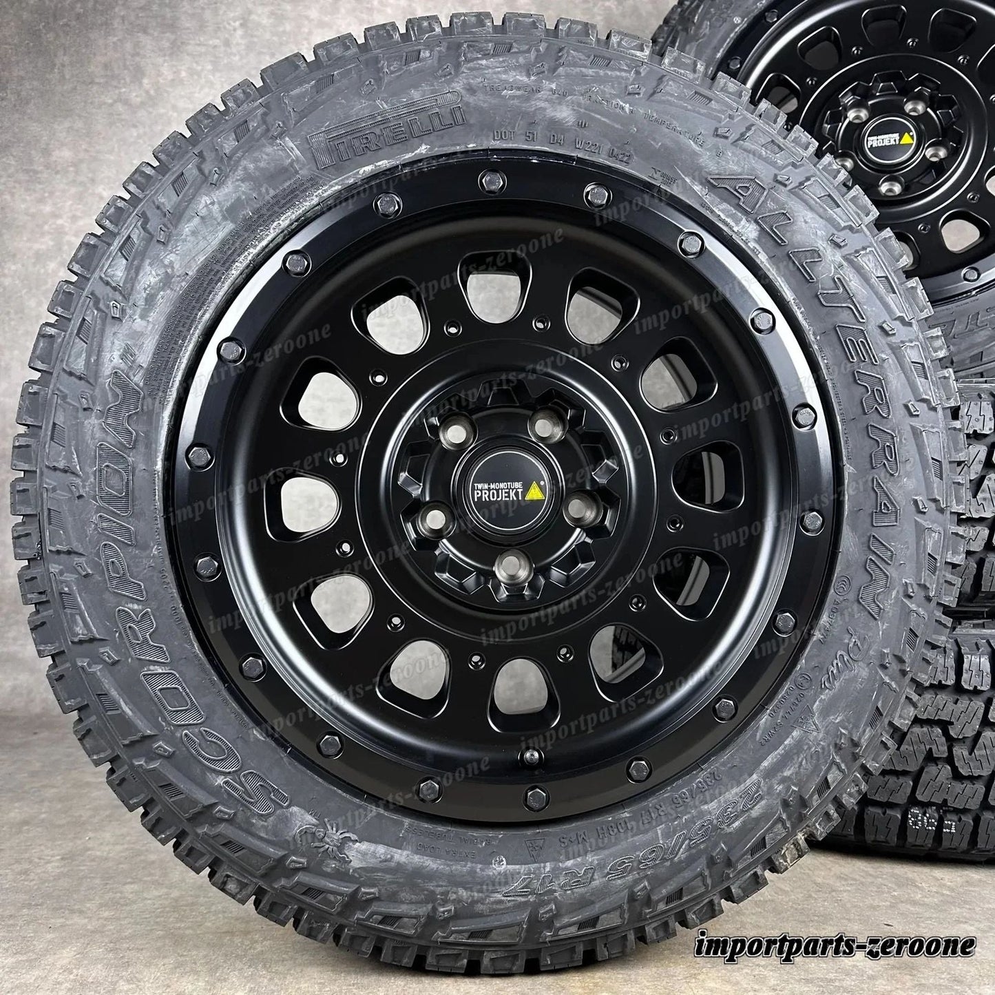 Twin Monotube AT3 Offroad ホイール VW T5 T6 T6.1 8x17 All Terrain Black + Pirelli　-1558