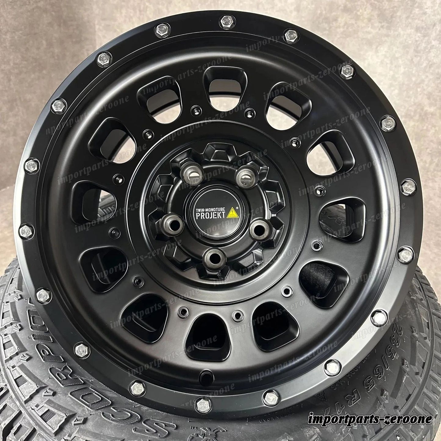 Twin Monotube AT3 Offroad ホイール VW T5 T6 T6.1 8x17 All Terrain Black + Pirelli　-1638